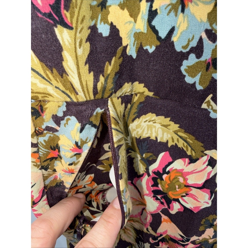SOFT SURROUNDINGS Women's Size S Stretch Pants Floral Brown Pink Hibiscus - Picture 4 of 11